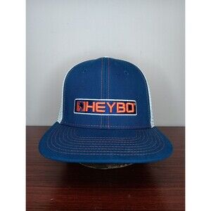 NWT HEYBO Bass Bar Logo Trucker Hat OSFA Navy White Orange Snapback Mesh